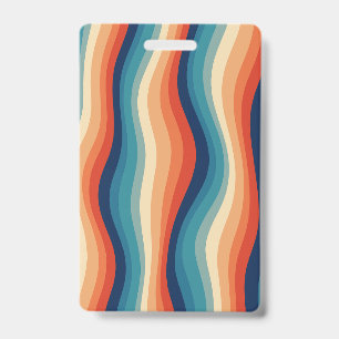 Colourful Retro Waves Vintage ID Badge