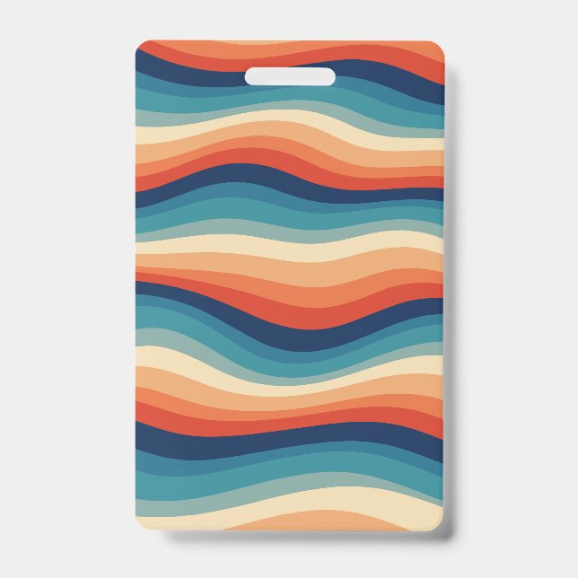 Colourful Retro Waves Vintage ID Badge (Front)