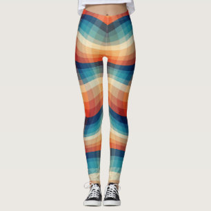 Colourful Retro Waves Vintage Leggings