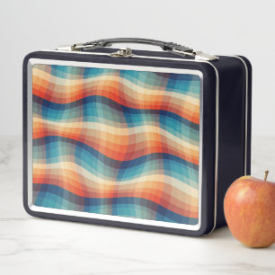 Colourful Retro Waves Vintage Metal Lunch Box
