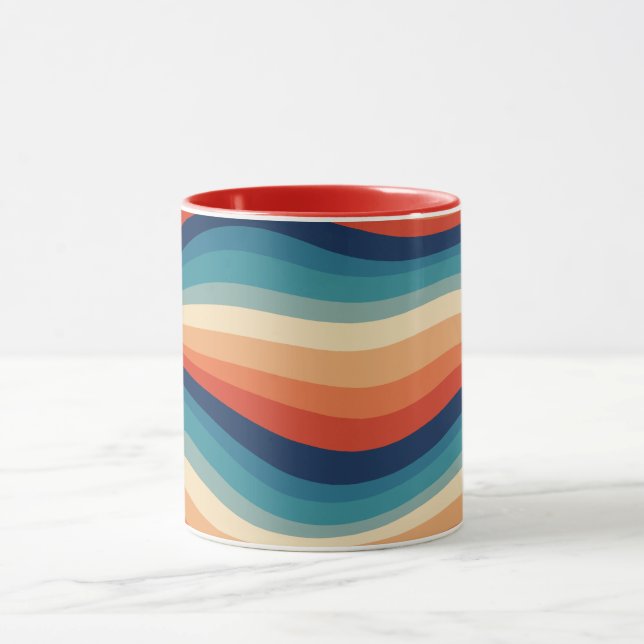 Colourful Retro Waves Vintage Mug (Center)
