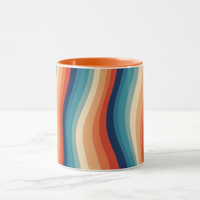 Colourful Retro Waves Vintage Mug (Center)