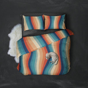Colourful Retro Waves Vintage Pillowcase