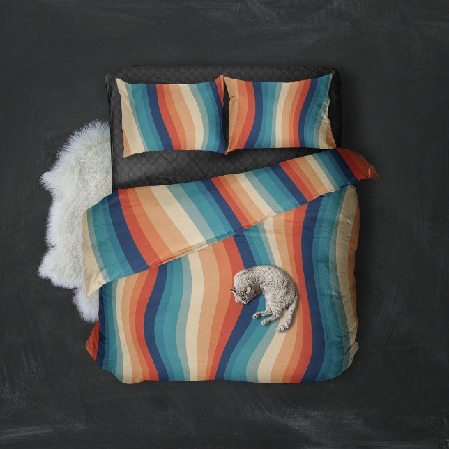 Colourful Retro Waves Vintage Pillowcase (Creator Uploaded)
