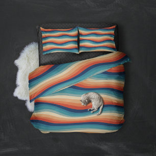 Colourful Retro Waves Vintage Pillowcase