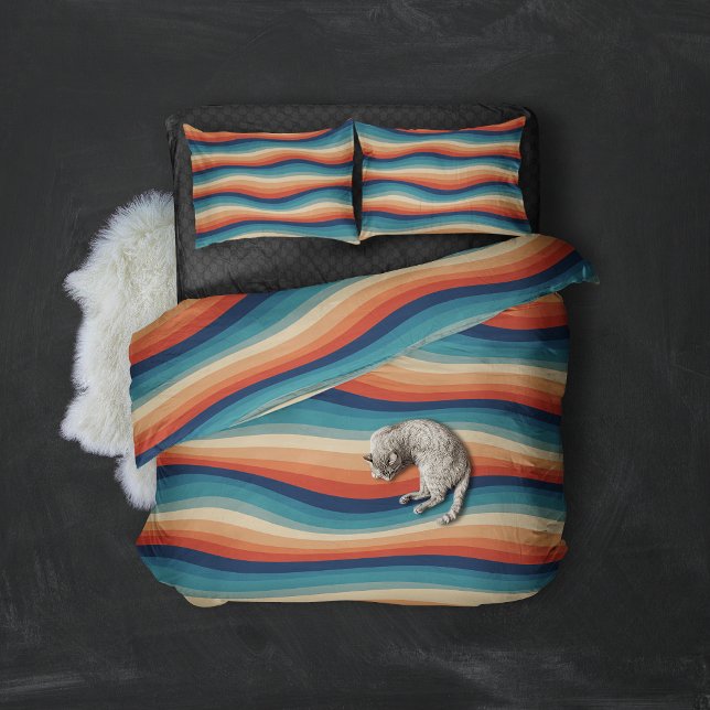 Colourful Retro Waves Vintage Pillowcase (Creator Uploaded)