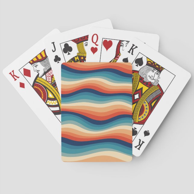 Colourful Retro Waves Vintage Playing Cards (Back)