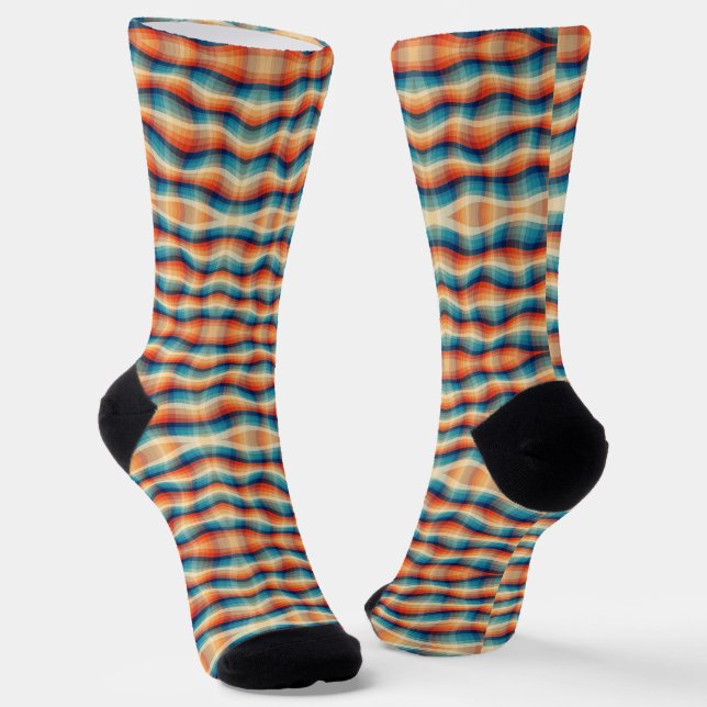 Colourful Retro Waves Vintage Socks (Angled)