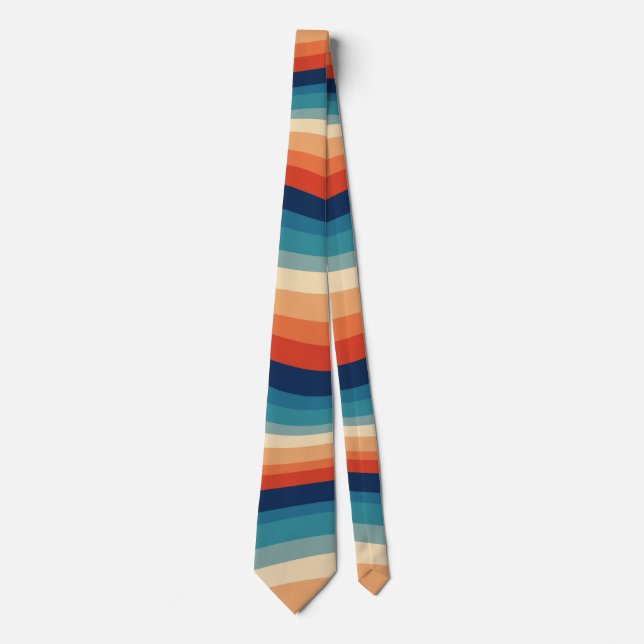 Colourful Retro Waves Vintage Tie (Front)