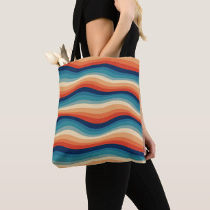 Colourful Retro Waves Vintage Tote Bag