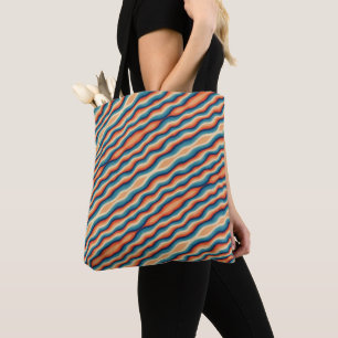 Colourful Retro Waves Vintage Tote Bag