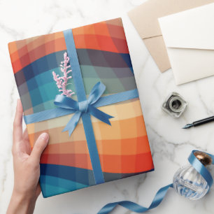 Colourful Retro Waves Vintage Wrapping Paper