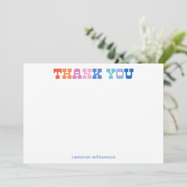 Colourful Retro Western Typography Personalised  Thank You Card (Standing Front)