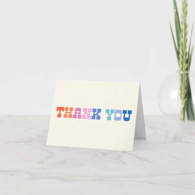 Colourful Retro Western Typography Simple Thank You Card (Front)