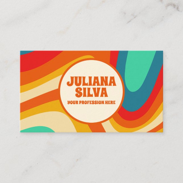 Colourful Retro with QR Business Card (Front)