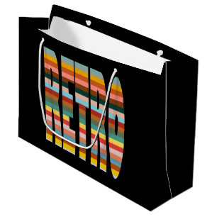 Colourful Retro Word Stripes  Large Gift Bag