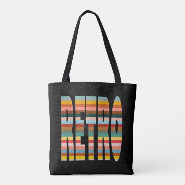 Colourful Retro Word Stripes  Tote Bag (Back)