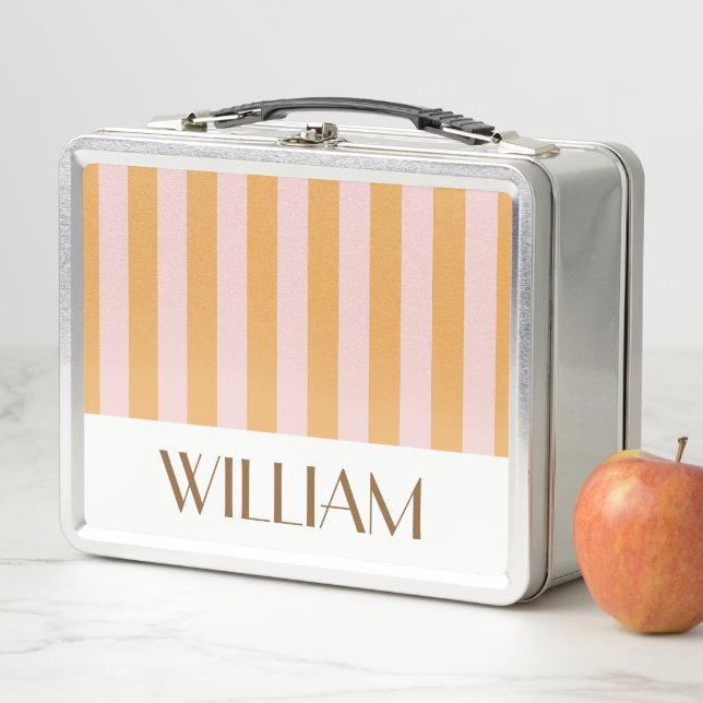 Colourful retro yellow Personalised gifts template Metal Lunch Box (In Situ)