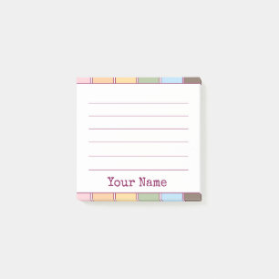 Colourful Retro Your Name Lined  Post-it Notes