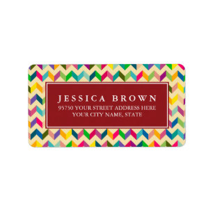 Colourful Retro Zigzag custom return address label
