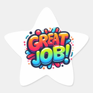 Colourful Reward Great Job! Star Sticker