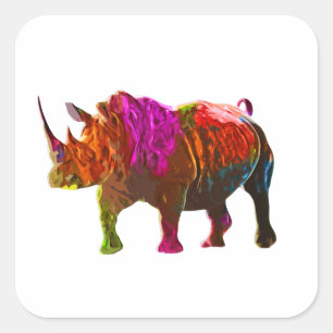 Colourful Rhinoceros Square Sticker