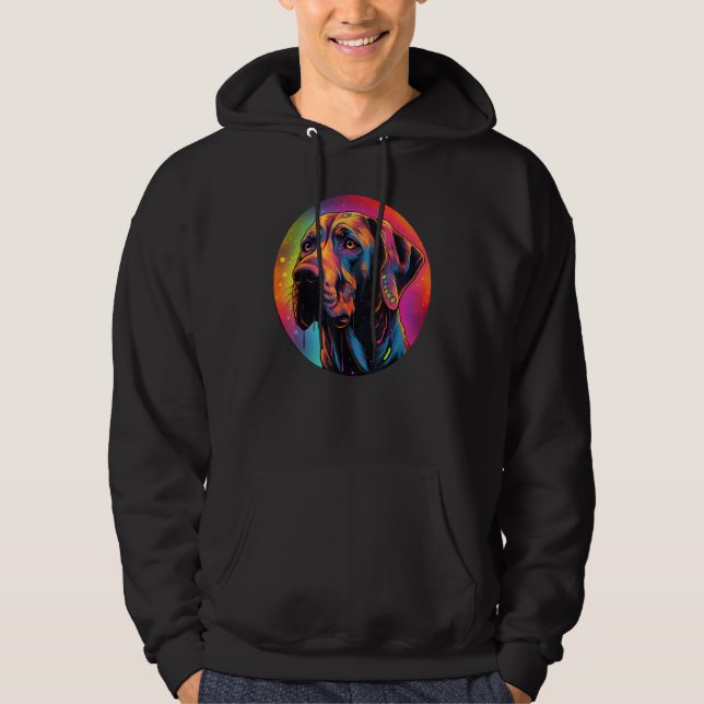 Colourful Rhodesian Ridgeback Dog Dad Mom Graffity Hoodie (Front)