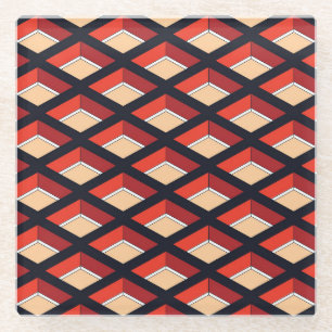 Colourful Rhombus: Vintage Geometric Background Glass Coaster