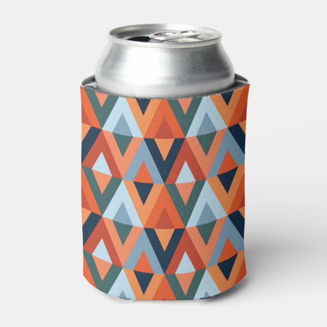 Colourful rhombuses and triangles pattern can cooler (Can Front)
