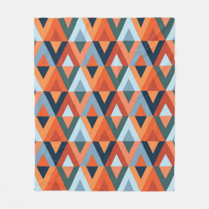 Colourful rhombuses and triangles pattern fleece blanket