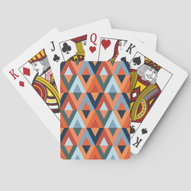 Colourful rhombuses and triangles pattern playing cards (Back)