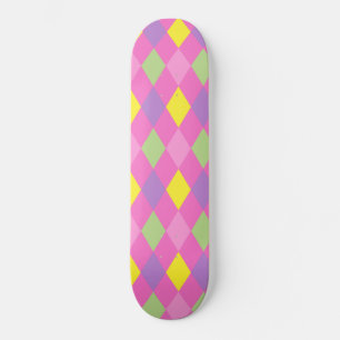 Colourful Rhombuses Geometric Harlequin Carnival Skateboard