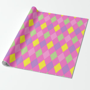 Colourful Rhombuses Geometric Harlequin Carnival Wrapping Paper