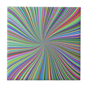 Colourful Ribbon Spiral Swirl Optical Illusion Ceramic Tile