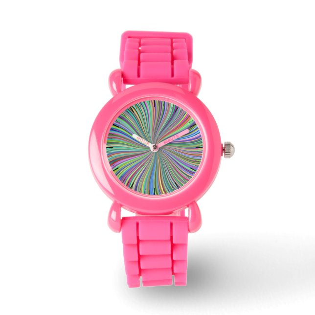 Colourful Ribbon Spiral Swirl Optical Illusion Watch (Front)