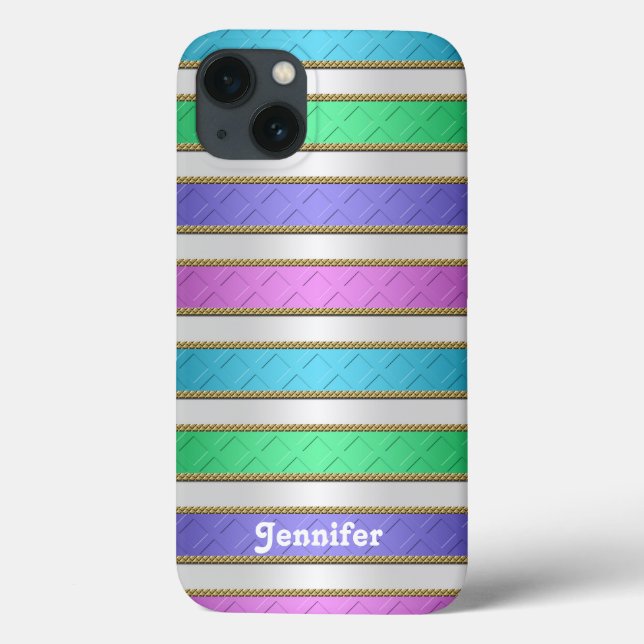 Colourful Ribbons Stripes Personalised Art Case-Mate iPhone Case (Back)