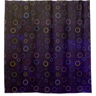 Colourful ring pattern, dark blue shade background shower curtain