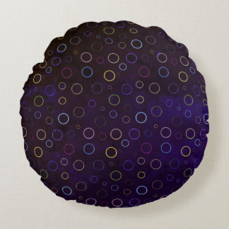 Colourful ring patternon Grey backdrop  Round Cushion
