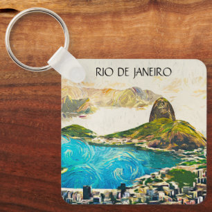 Colourful Rio de Janeiro Brazil City Painting Key Ring