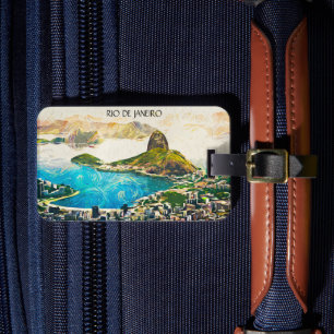 Colourful Rio de Janeiro Brazil City Painting Luggage Tag