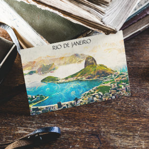 Colourful Rio de Janeiro Brazil City Painting Postcard