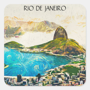 Colourful Rio de Janeiro Brazil City Painting Square Sticker