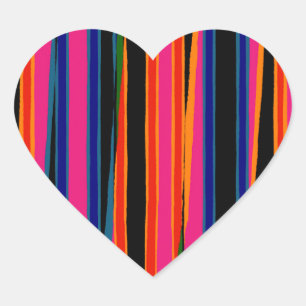 Colourful ripped paper pattern heart sticker