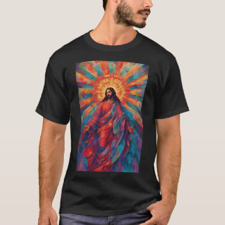 Colourful Risen Jesus Christian Men's Tee Shirt