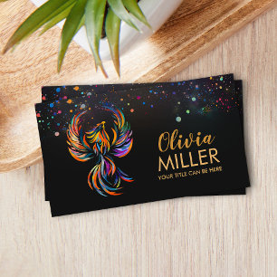 Colourful Rising Phoenix Bird  Business Card