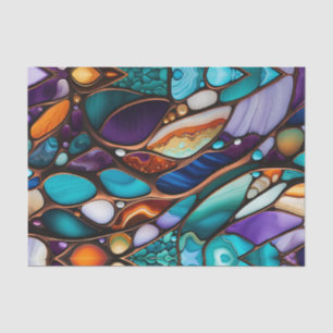 Colourful River Rock Pebbles in Stained Glass Look Tissue Paper