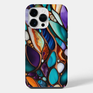 Colourful River Rock Pebbles-Stained Glass Look iPhone 14 Pro Max Case