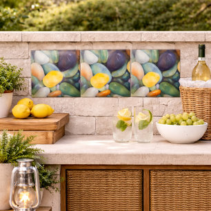 Colourful River Stones Colourful Pebbles Watercolo Ceramic Tile