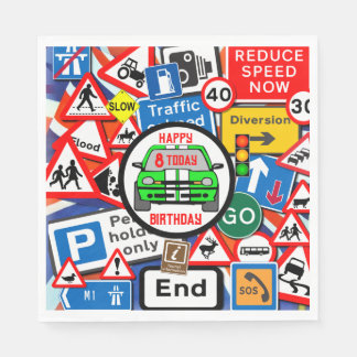 Colourful Road Signs Collage Birthday Party Napkin