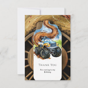 Colourful Road Wheels Monster Truck Birthday Thank You Card